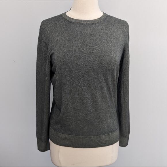 Women's Falconeri Cashmere Ultralight Sweater Medium 48 Green Grey Crewneck - Picture 1 of 8